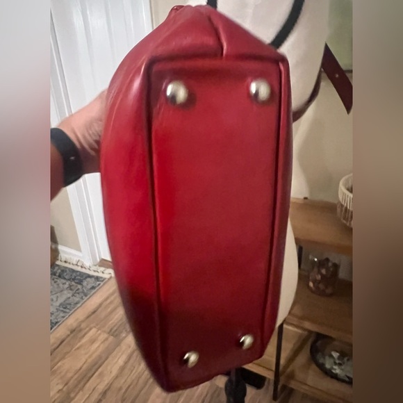 Cécile & Jeanne Paris Red Leather Vintage Doctor Bag Top Handle Crossbody Chic - Picture 9 of 13